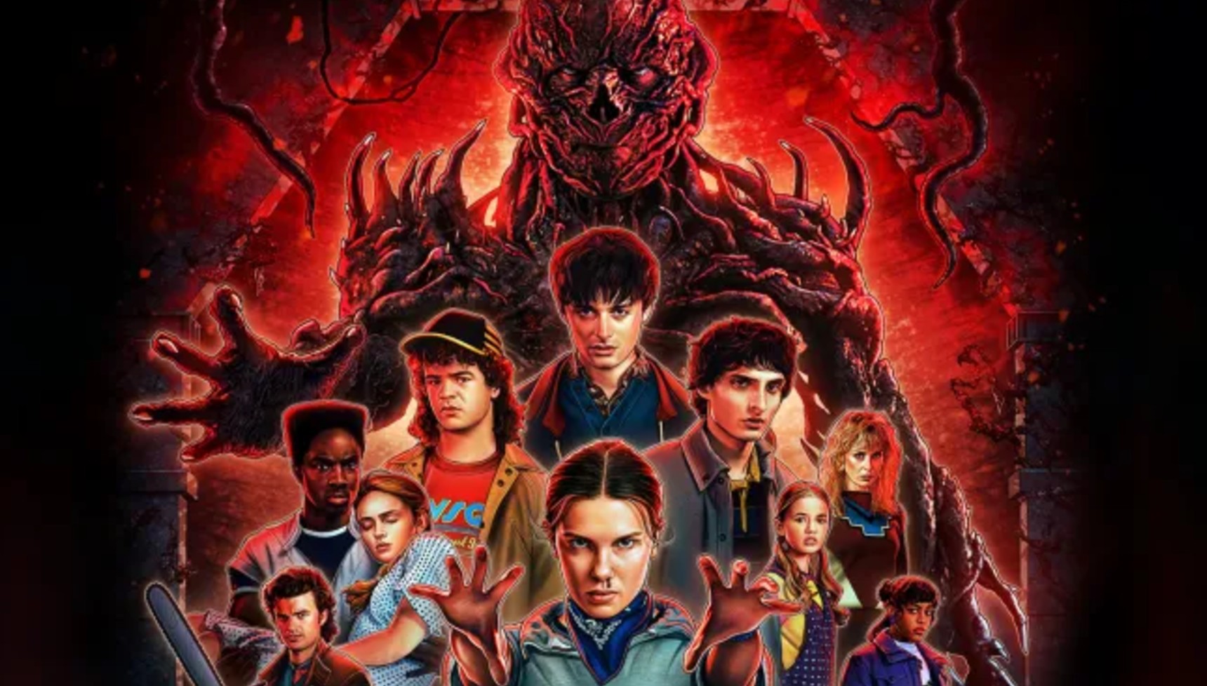 The cast of Stranger Things and Vecna on the Season 5 poster