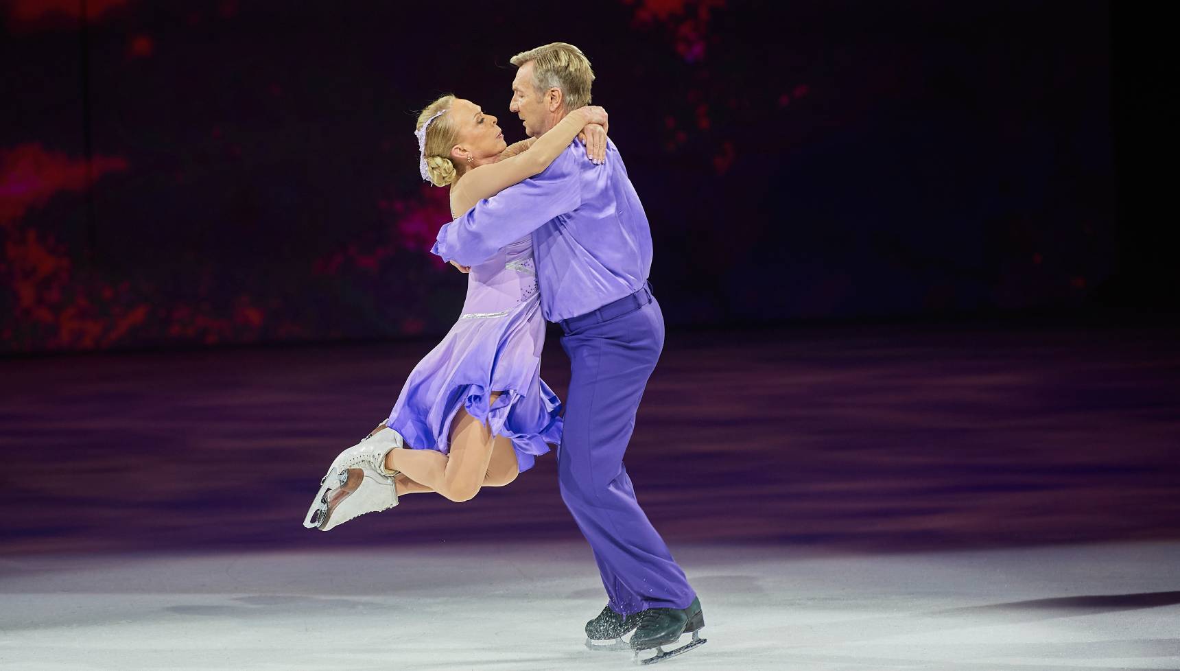 Close up of Torvill and Dean dancing the Bolero