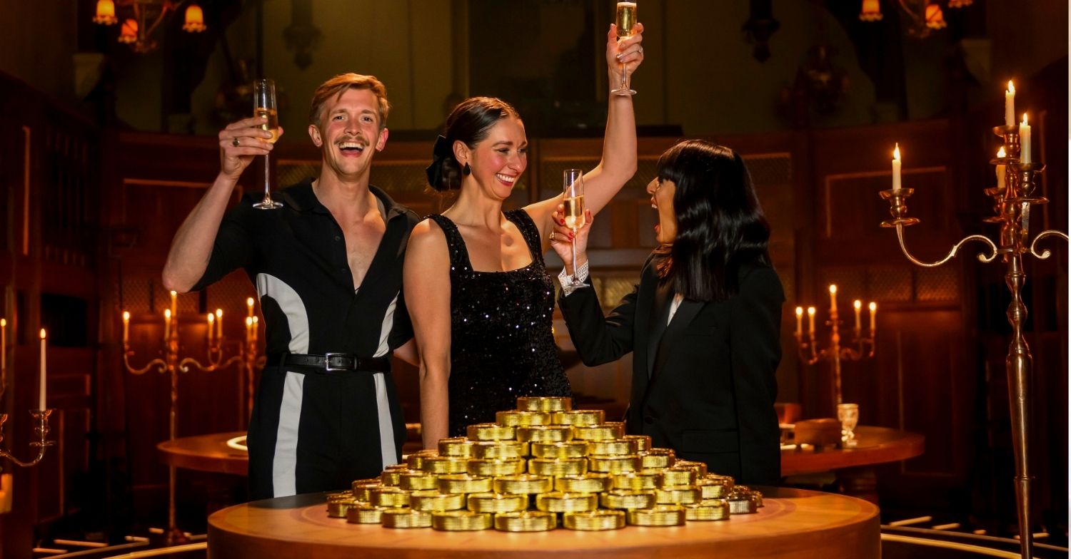 Stephen, Rachel, and Claudia Winkleman on The Traitors