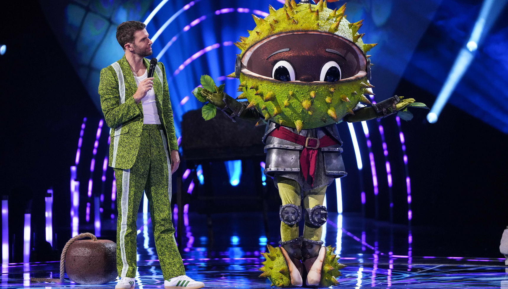 Barney Walsh and Conkers on the Masked Singer