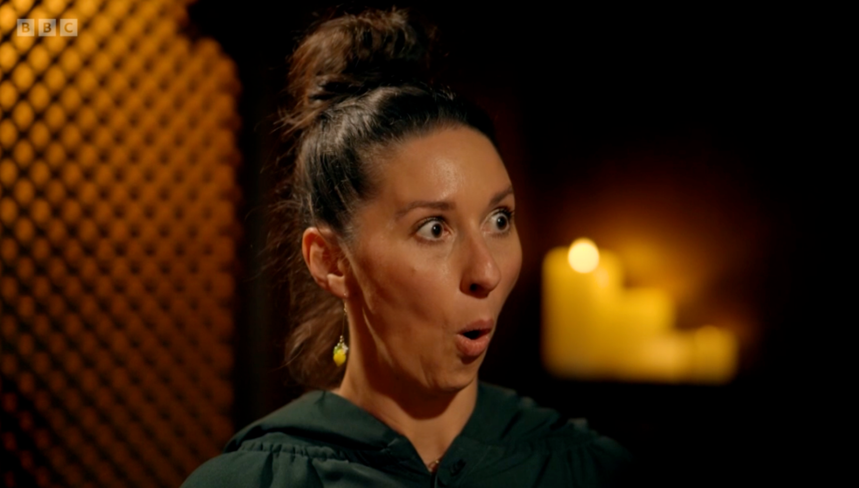 Rachel looking shocked on The Traitors