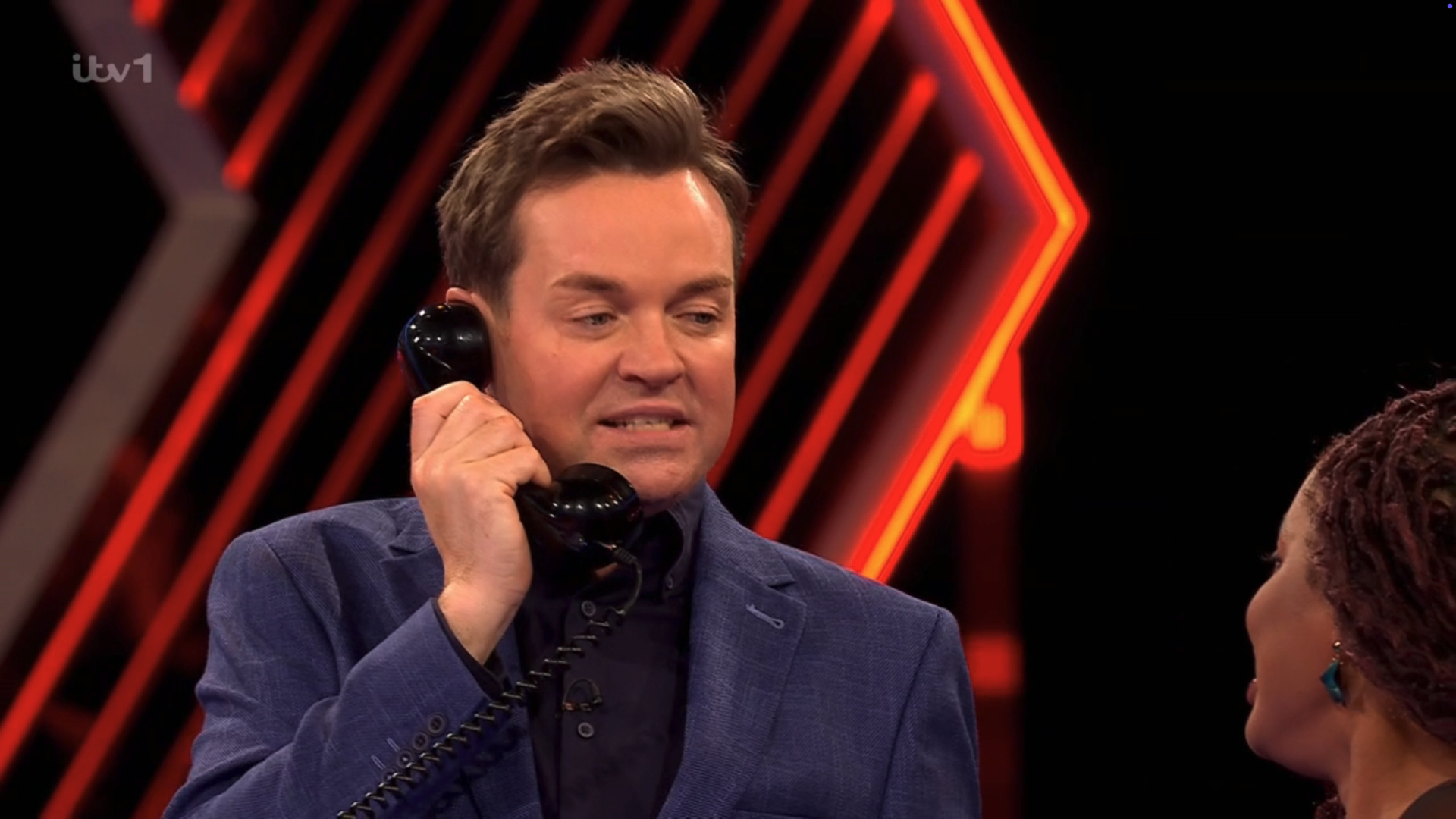 Stephen Mulhern on the phone on Deal or No Deal