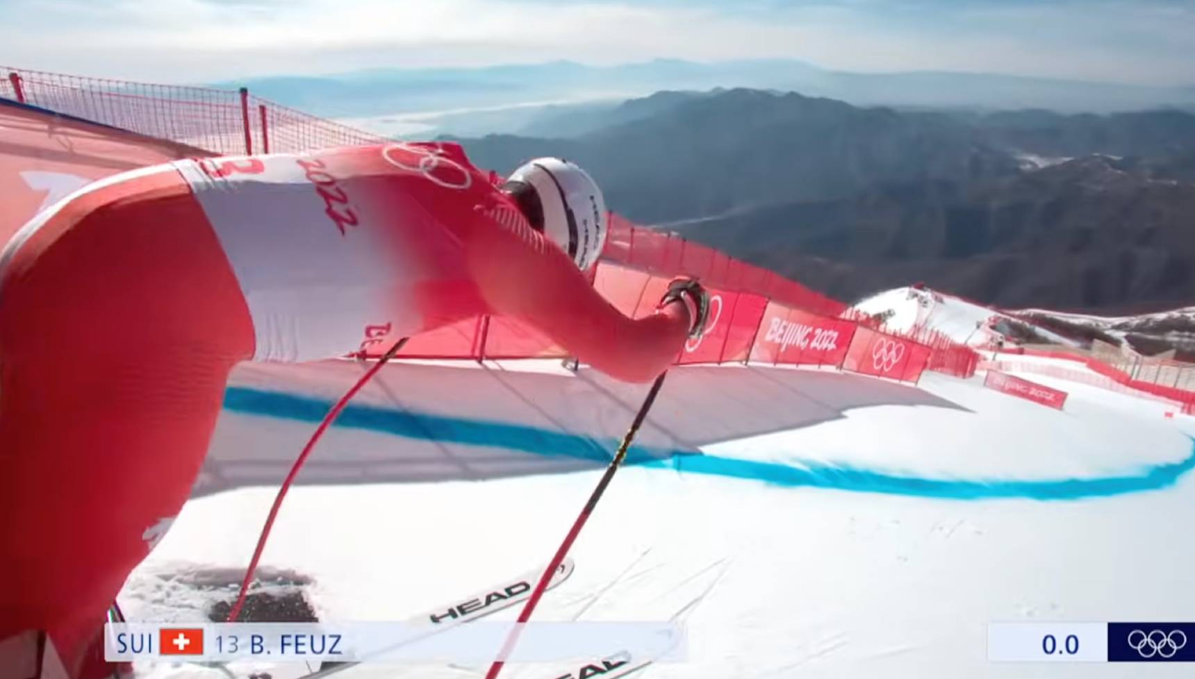 Swiss skier competes in downhill event at Olympics