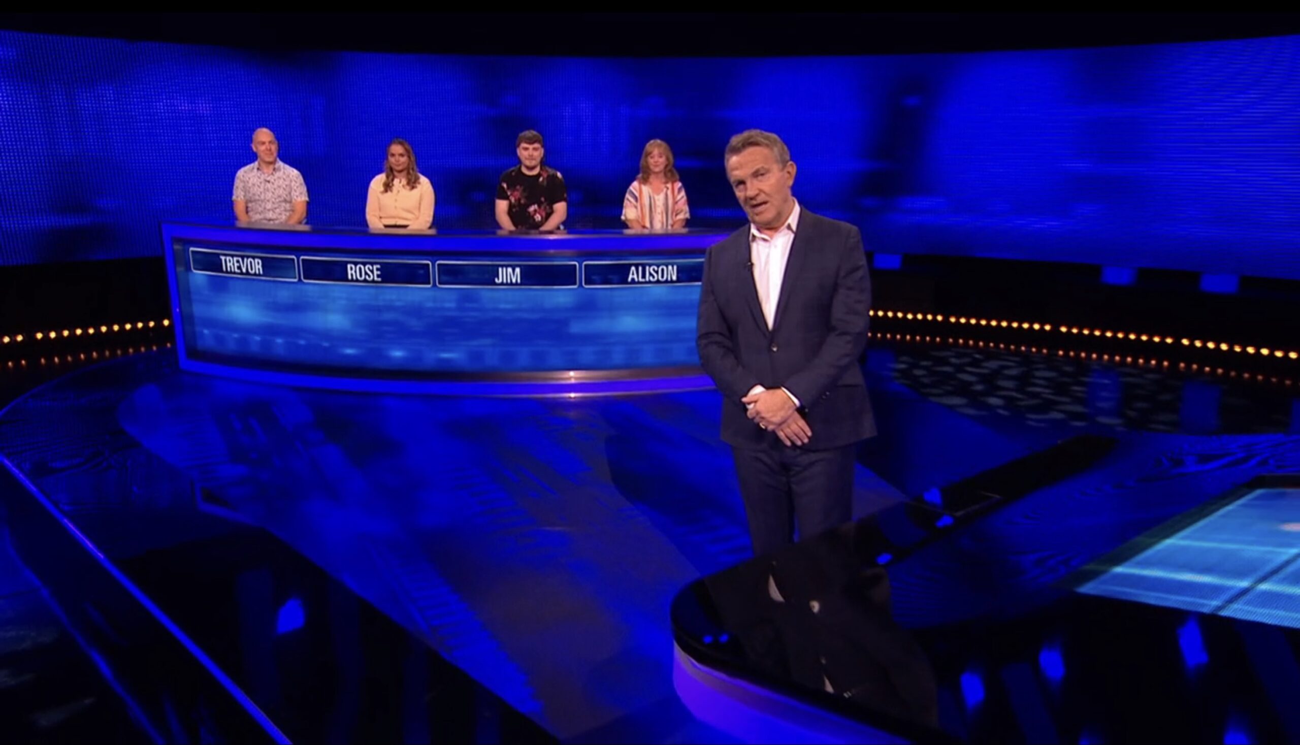 Bradley Walsh with The Chase contestants