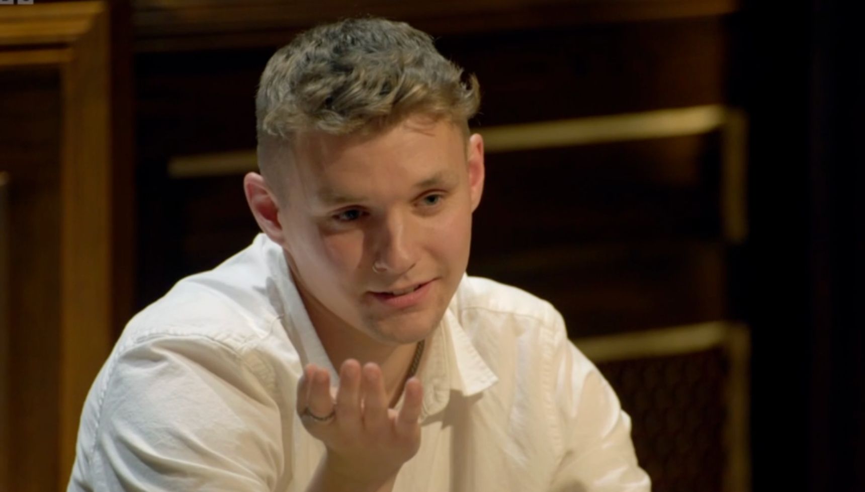 Reece at the roundtable on The Traitors