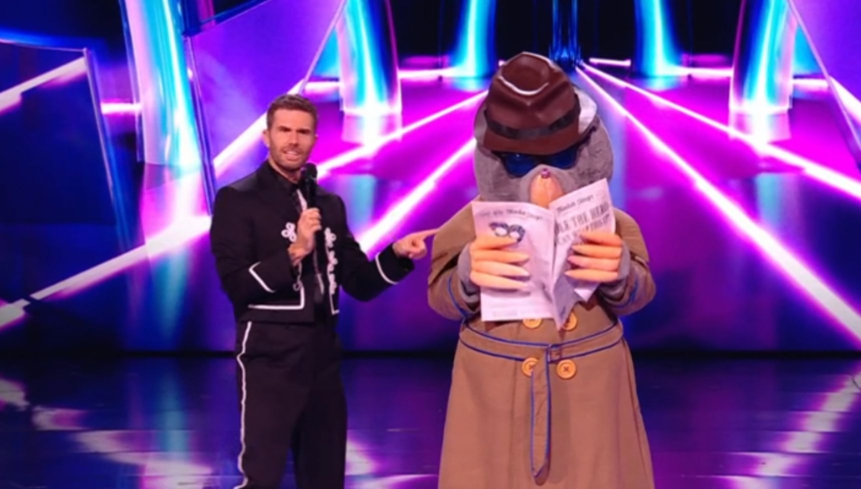 Joel Dommett with The Mole on The Masked Singer