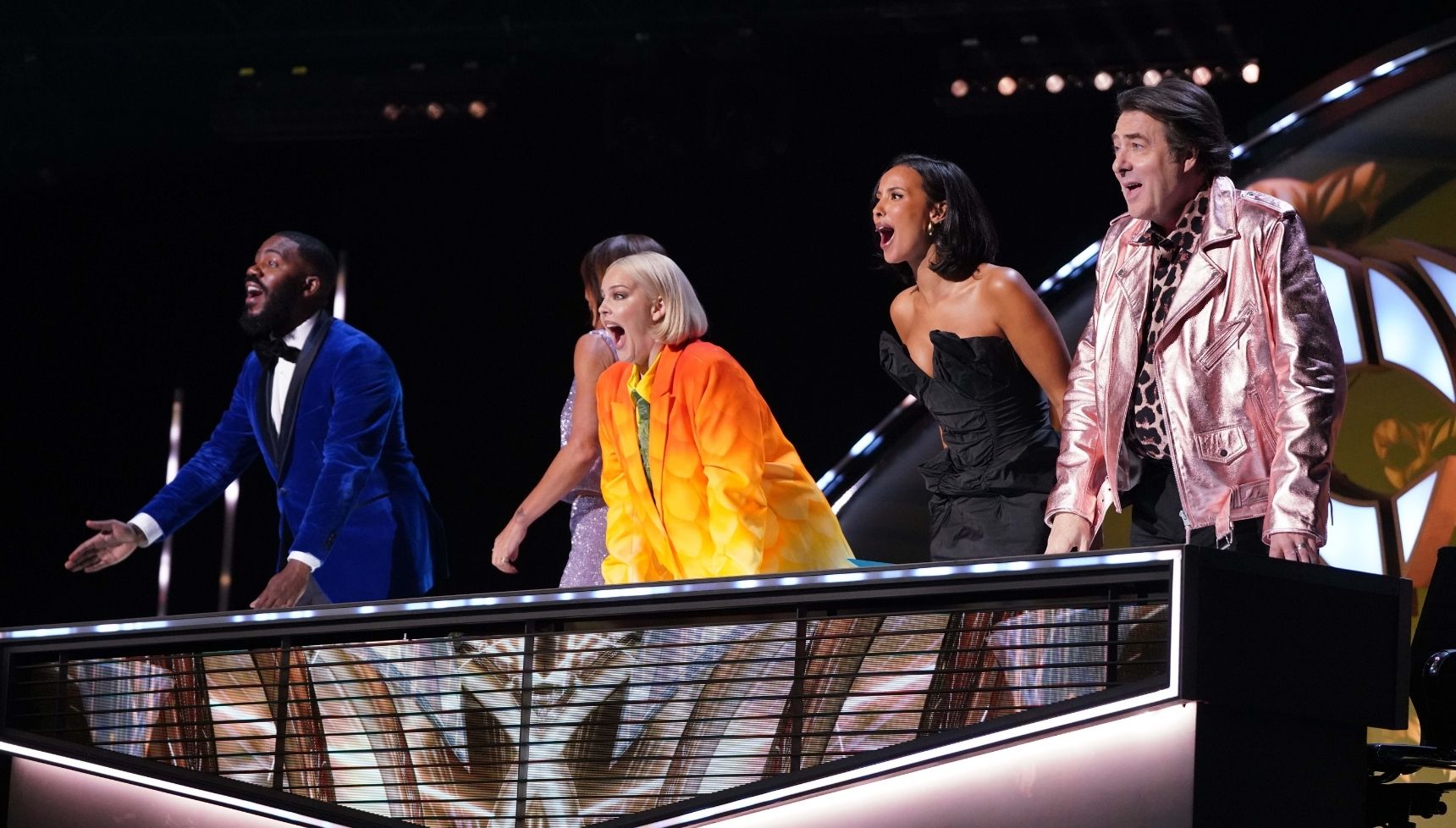 The judges and Anne-Marie on The Masked Singer 