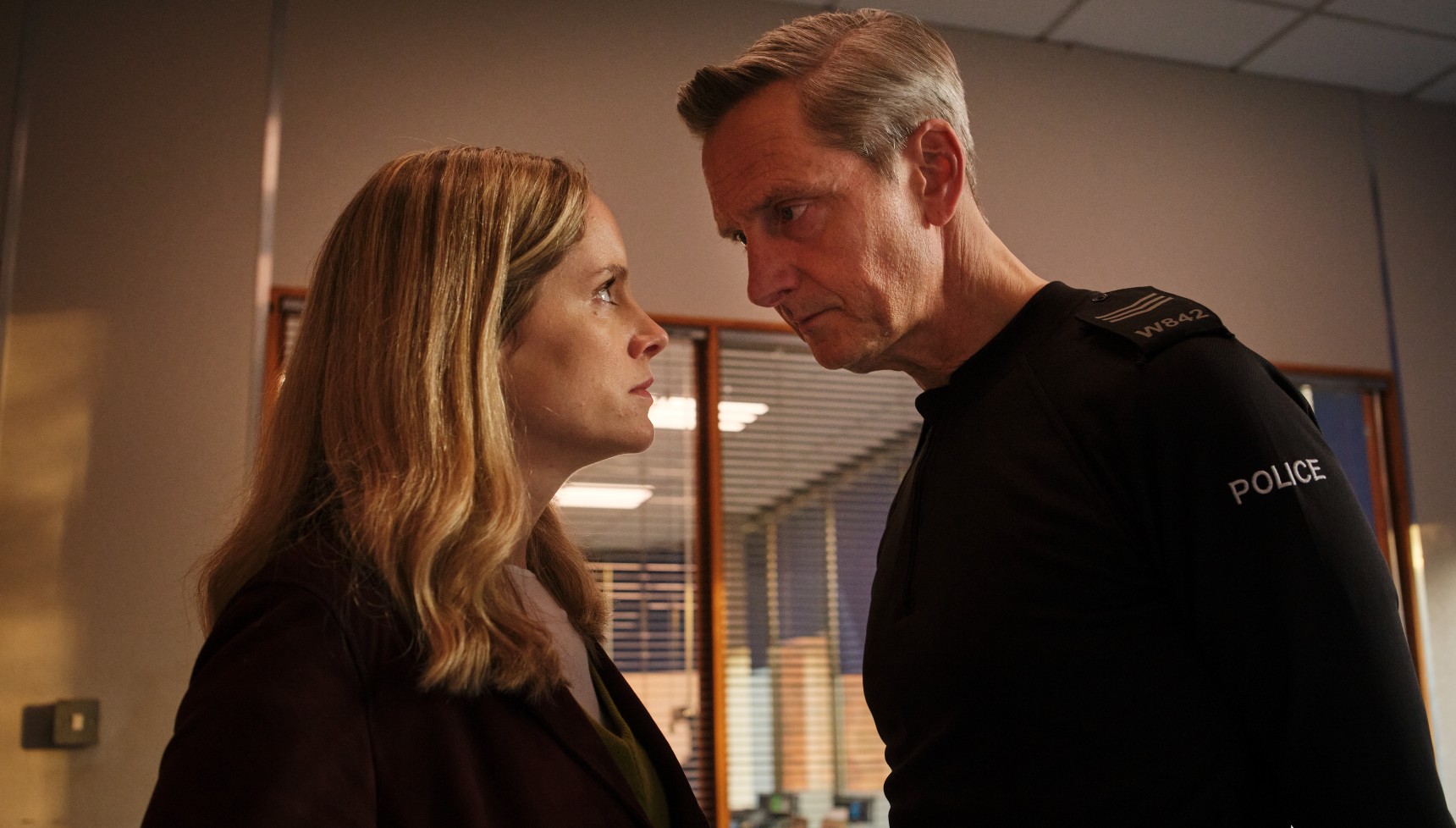 Tense scene between Jo and Mackie in After the Flood series 2