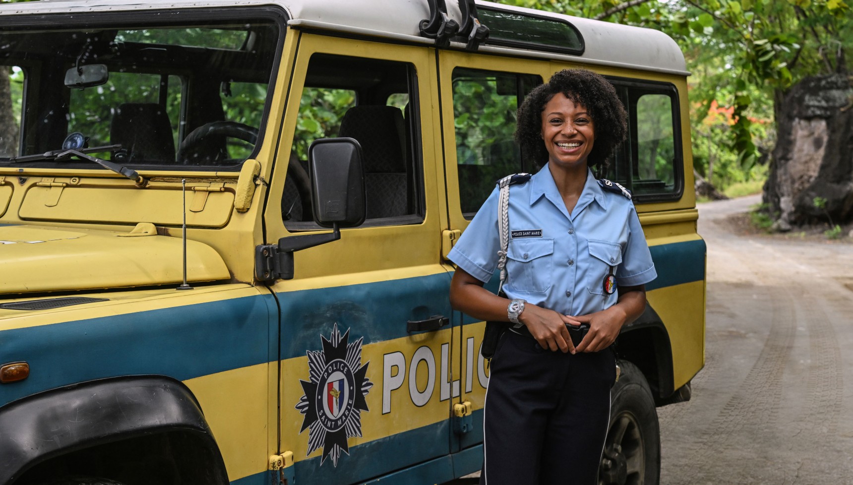 Catherine Garton as Sergeant Mattie Fletcher in Death in Paradise