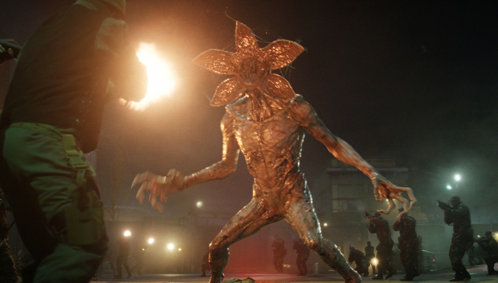 Soldier shooting a demogorgon in Stranger Things season 5