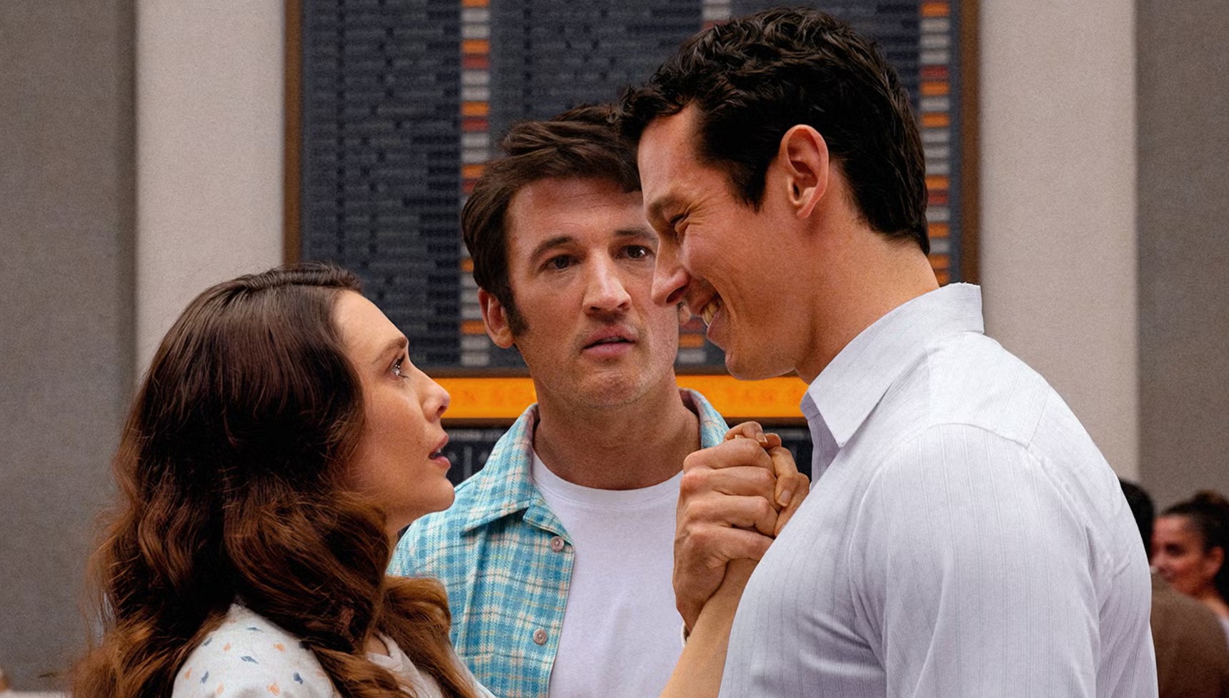 Elizabeth Olsen, Miles Teller, and Callum Turner in Eternity 