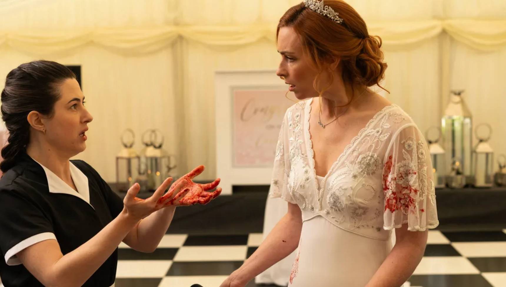 Cecily in her wedding dress in Moonflower Murders