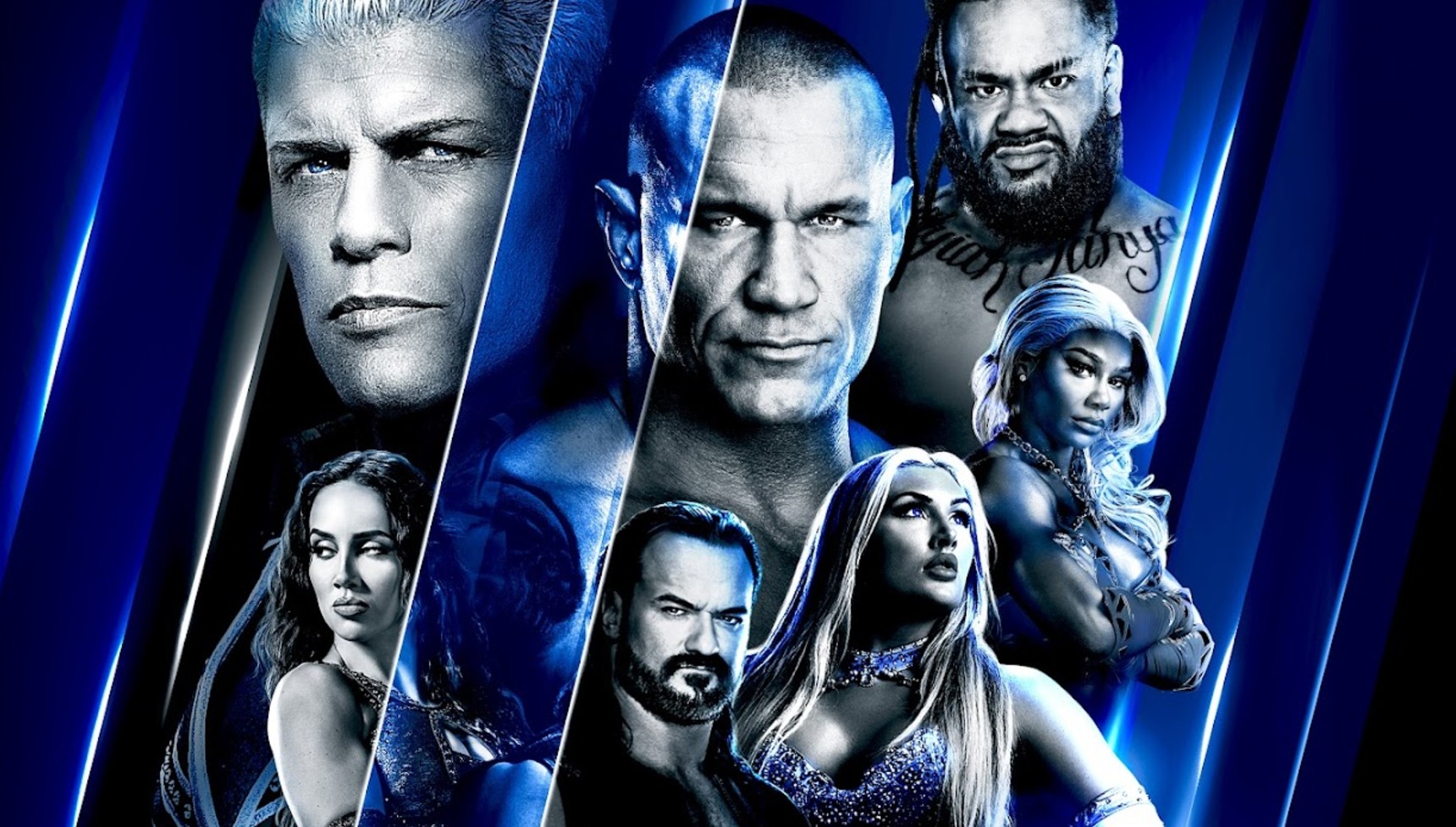 Wrestlers on a SmackDown poster
