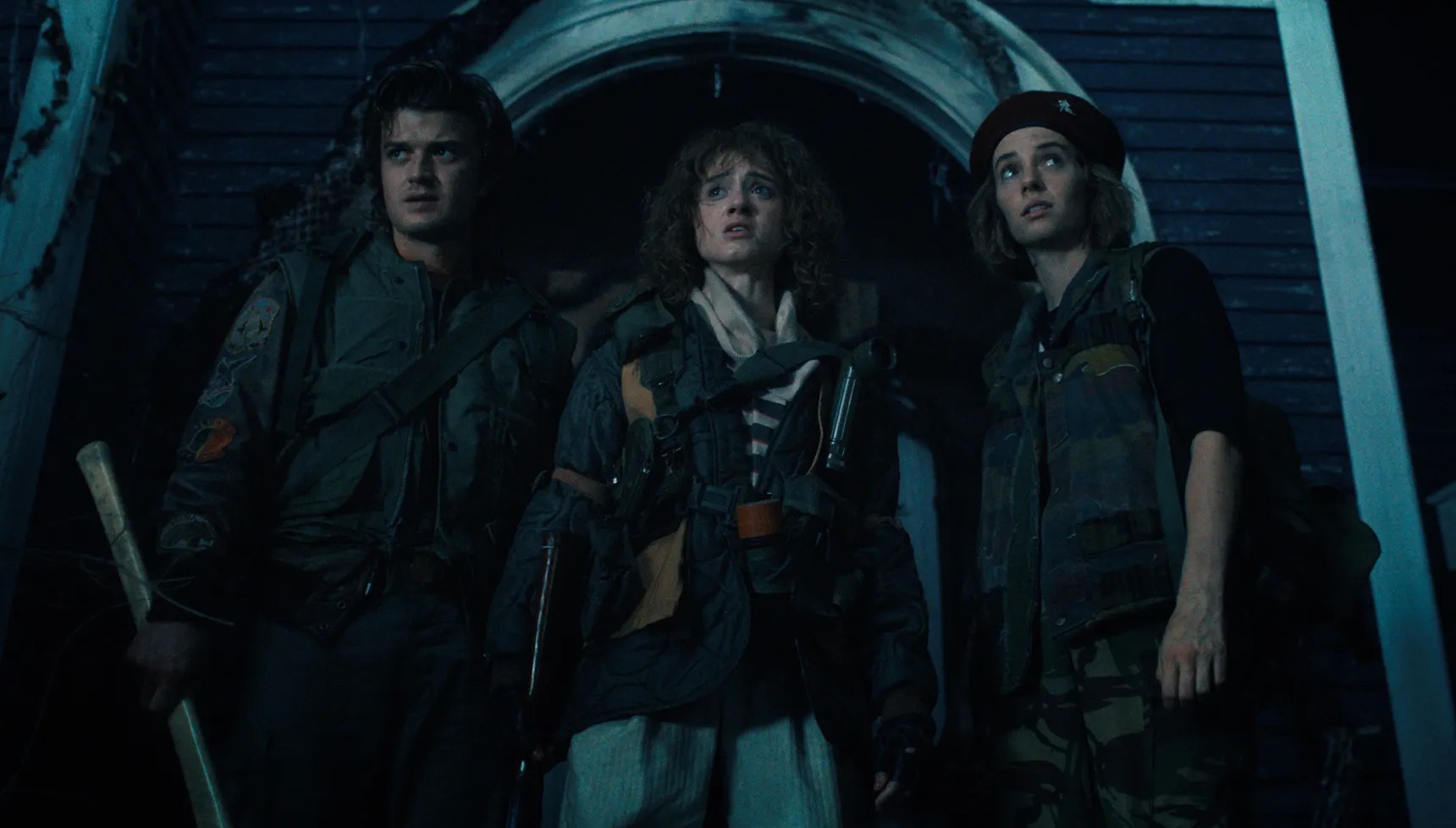 Steve, Nancy, and Robin in the Upside Down in Stranger Things season 4