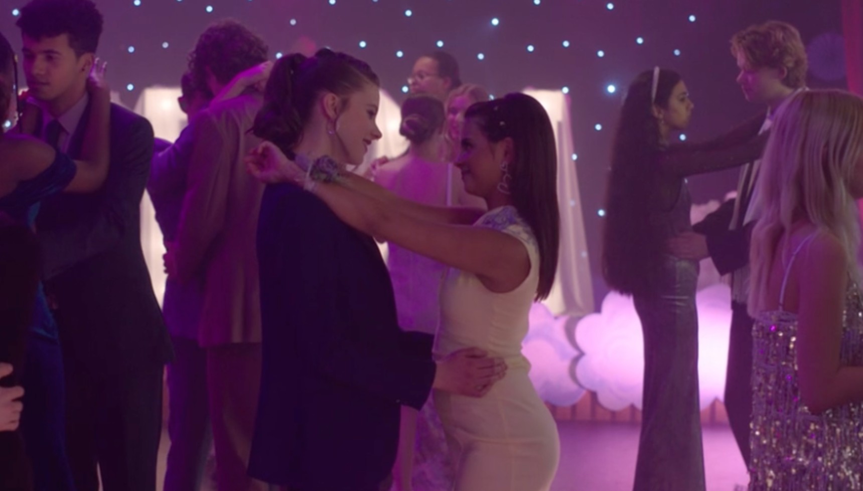 Cat and Izzy dancing at prom in the Waterloo Road series 17 finale