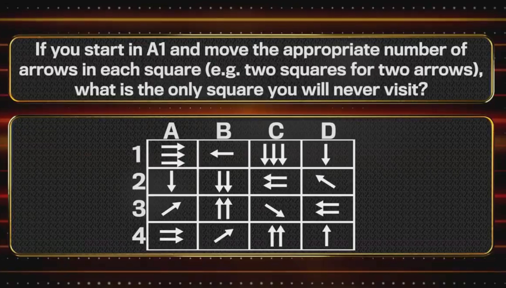 An arrows-based question on The 1% Club
