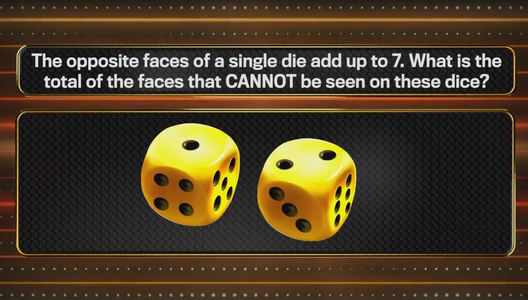 A dice-based question from The 1% Club