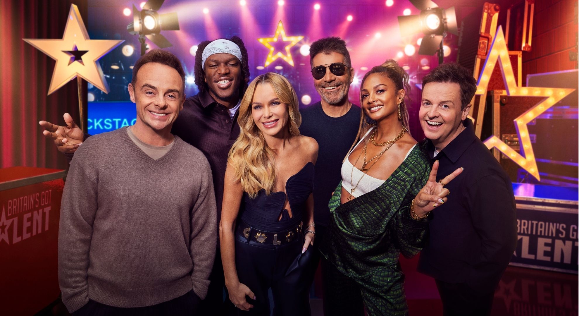 Ant, KSI, Amanda Holden, Simon Cowell, Alesha Dixon, Dec in a BGT promo shot