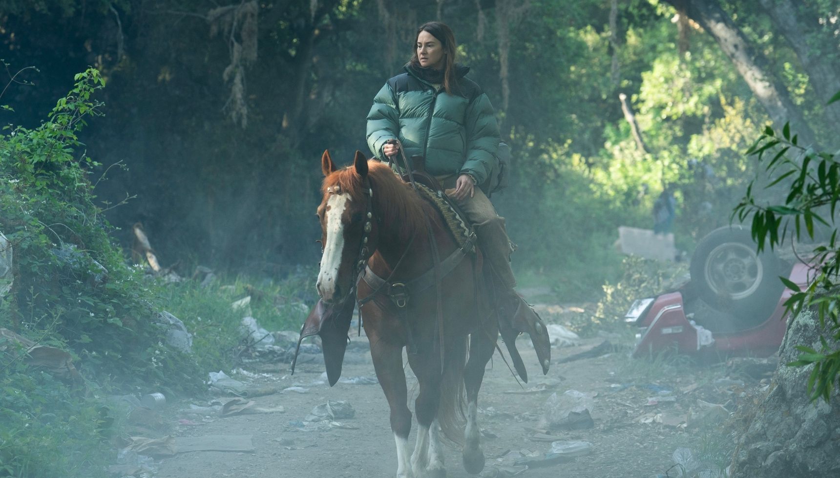 Shaliene Woodley as Annie on horseback 