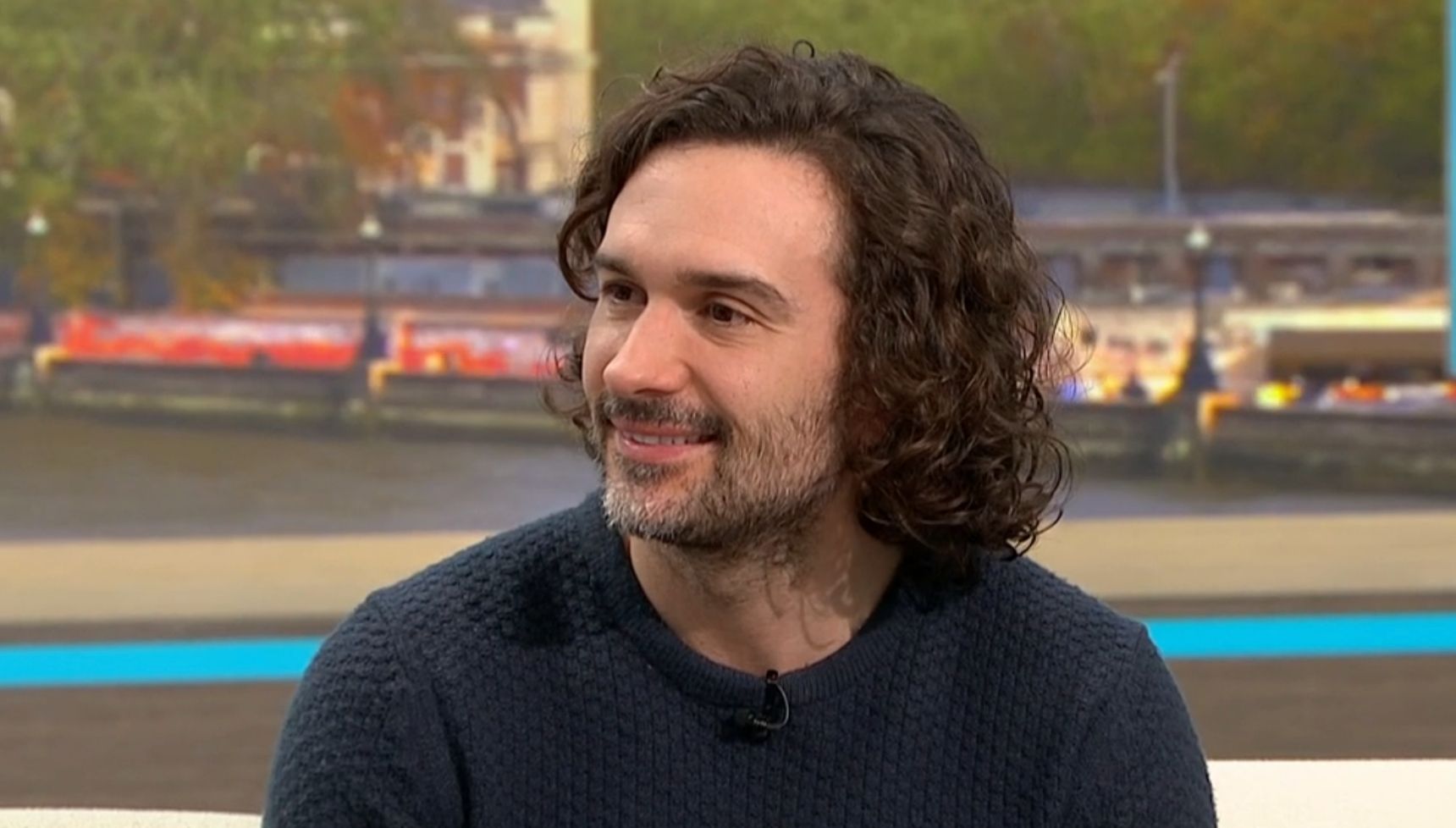 Joe Wicks in navy jumper on GMB