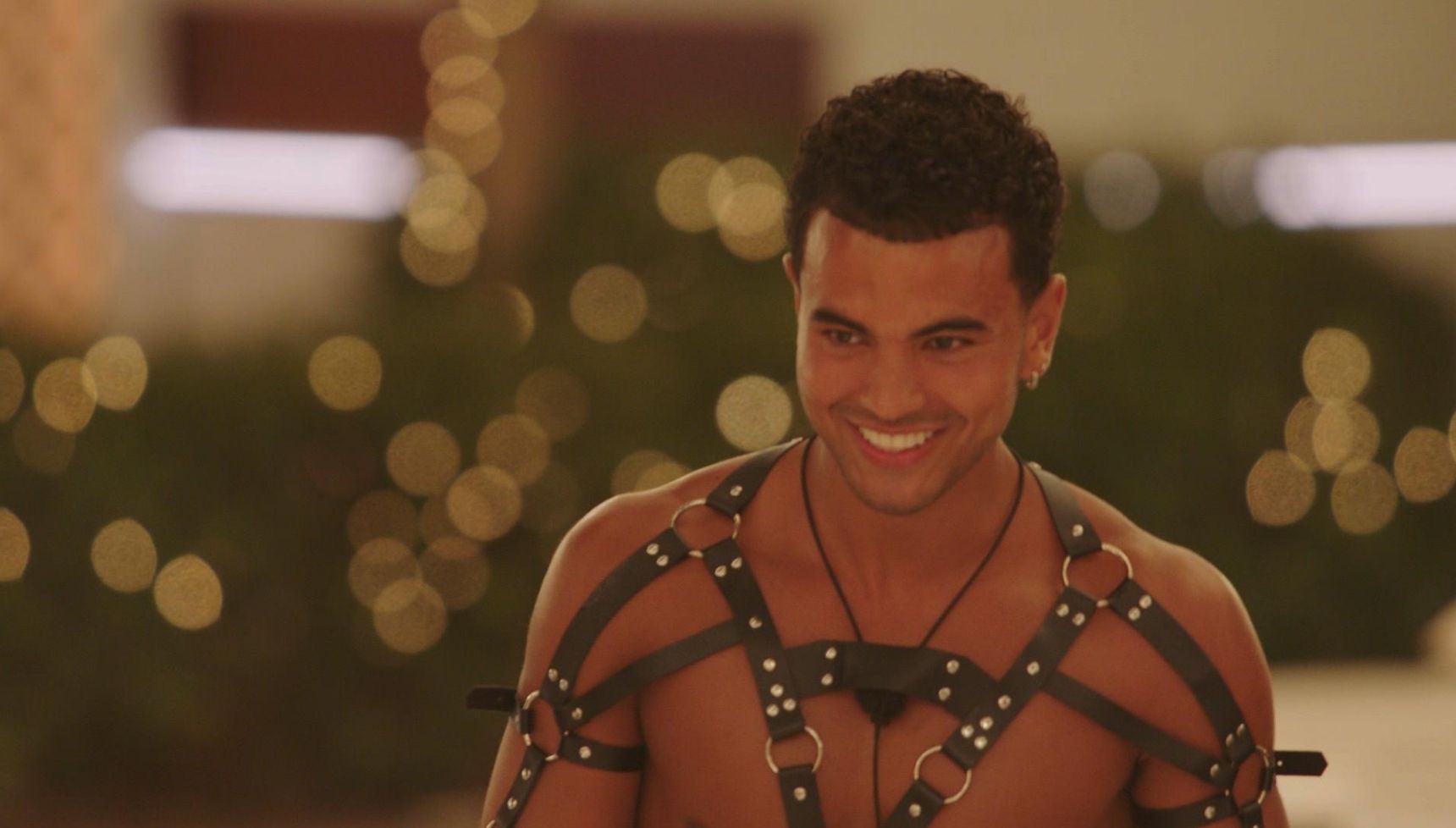 Harrison on Love Island during heart rate challenge 