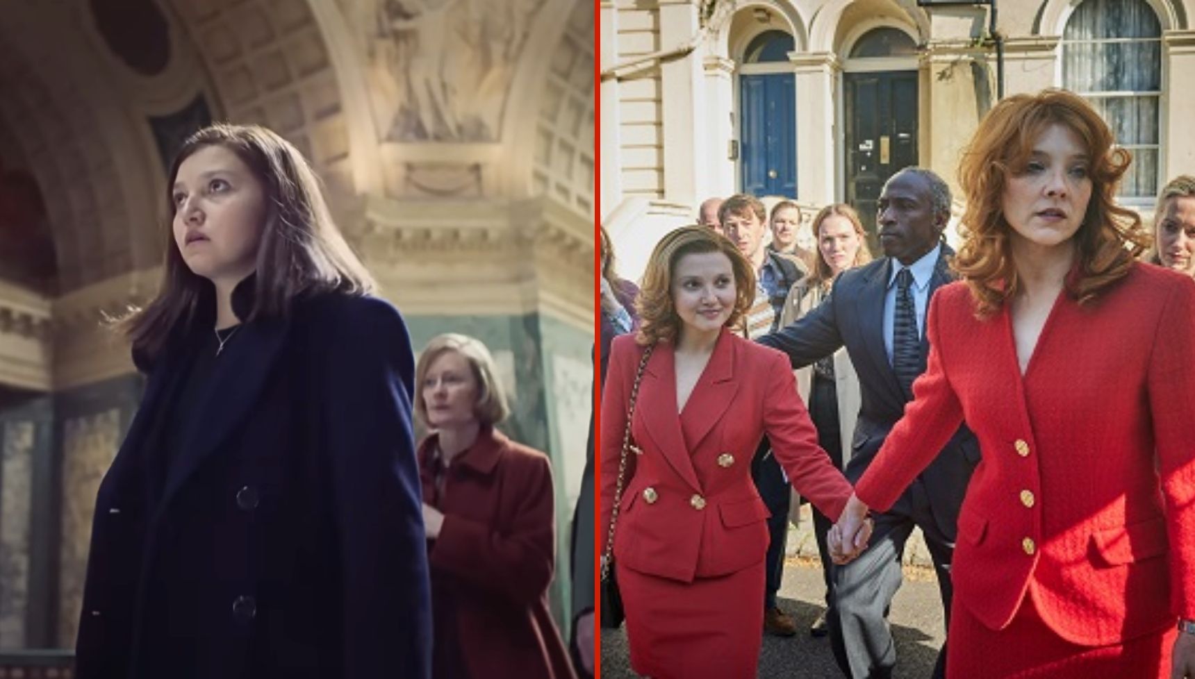 Mia McKenna-Bruce as Jane Andrews in The Lady in two scenes: one is in the Old Bailey, and another is in London with Natalie Dormer