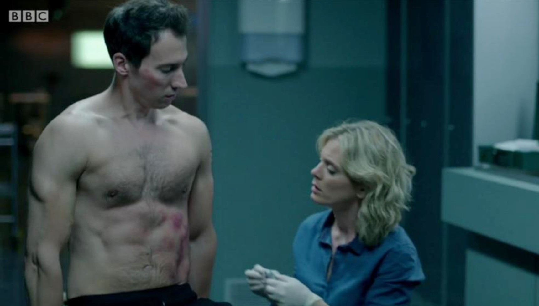 David Caves topless as Jack Hodgson in Silent Witness
