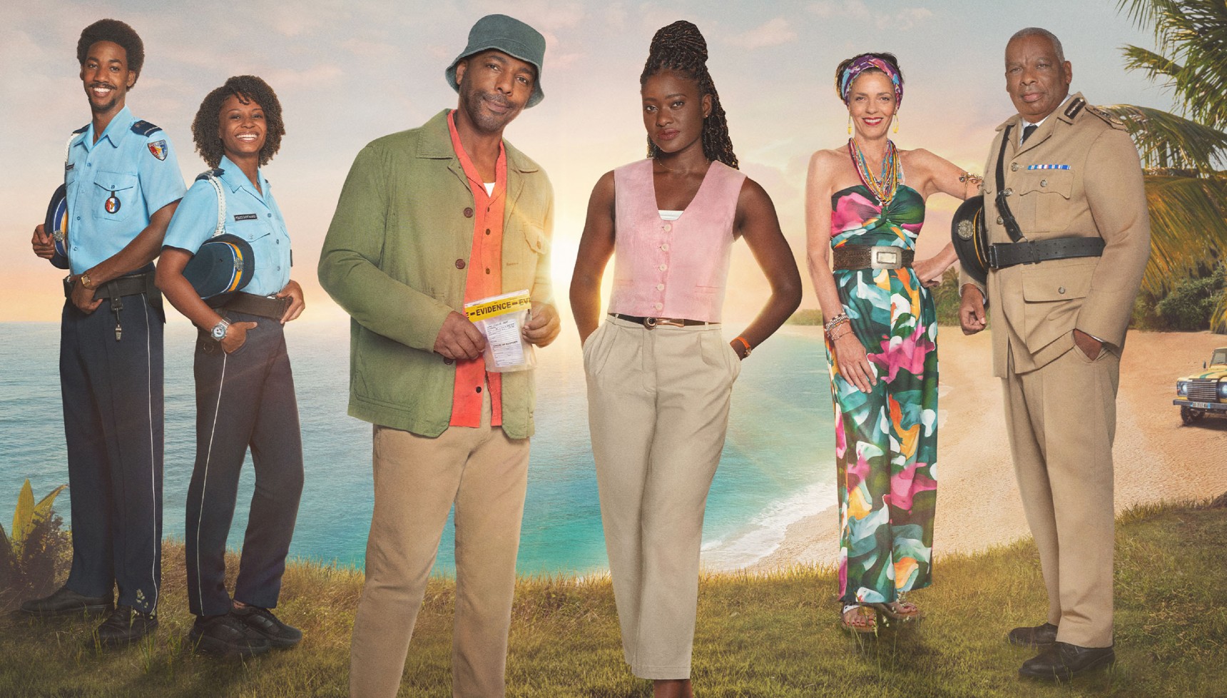 Death in Paradise series 15 promo shot of cast