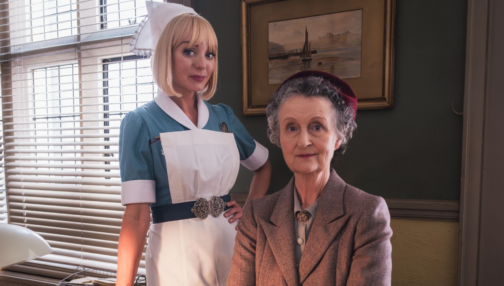 Helen George and Georgie Glen as Trixie and Miss Higgins in Call the Midwife