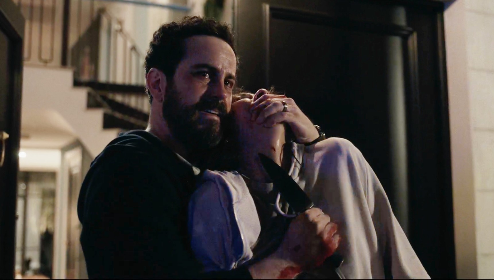 Ben holds knife to Cass' neck in The Curfew ending