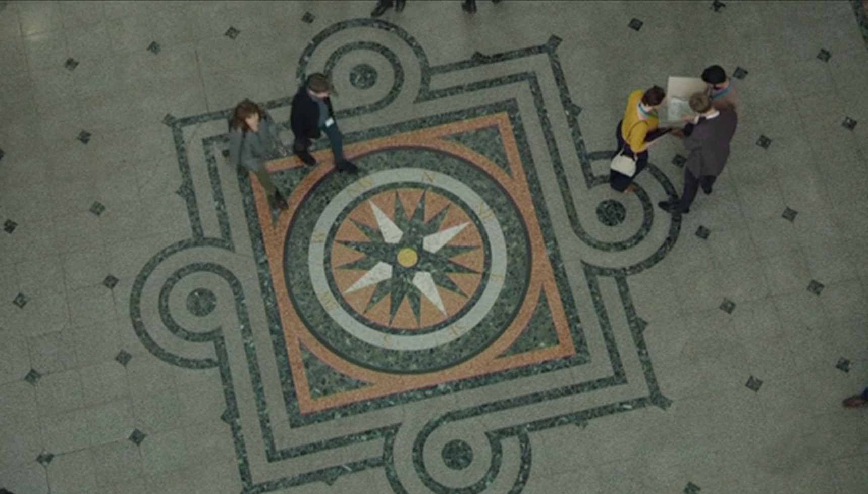 The Port of Liverpool Building mosaic flooring as seen in Betrayal on ITV