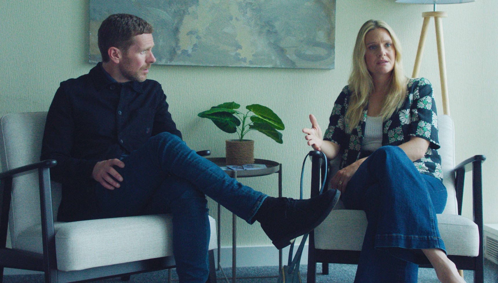 John and Claire having marriage counselling in Betrayal