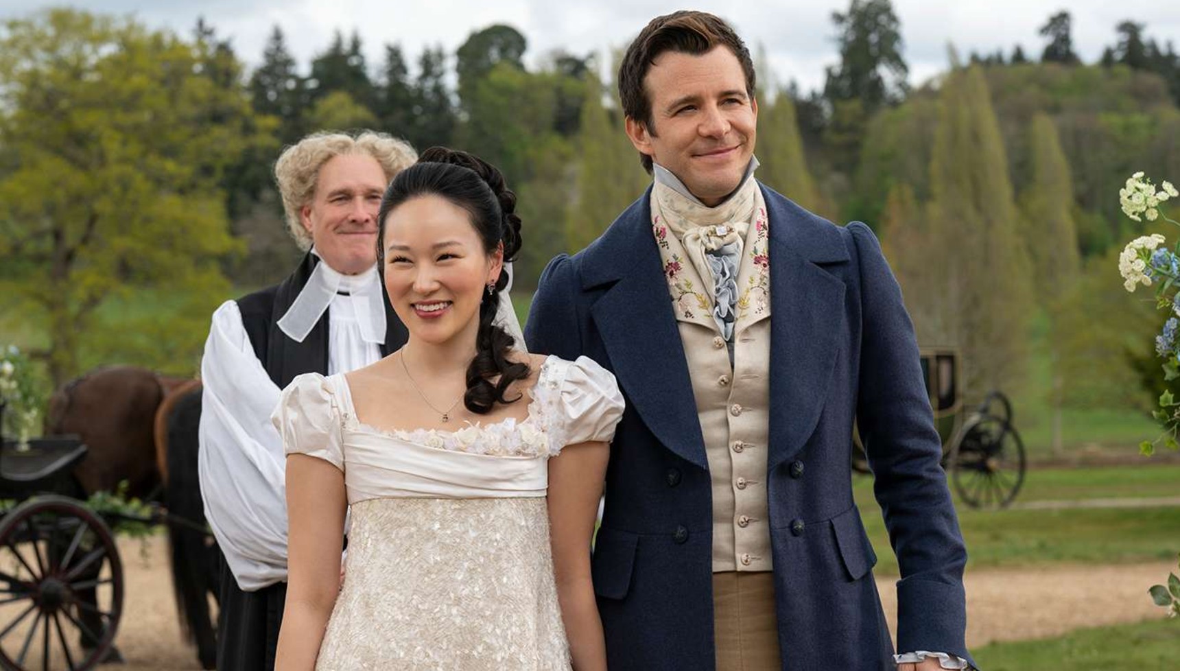 Benedict and Sophie in the Bridgerton season 4 post-credits scene