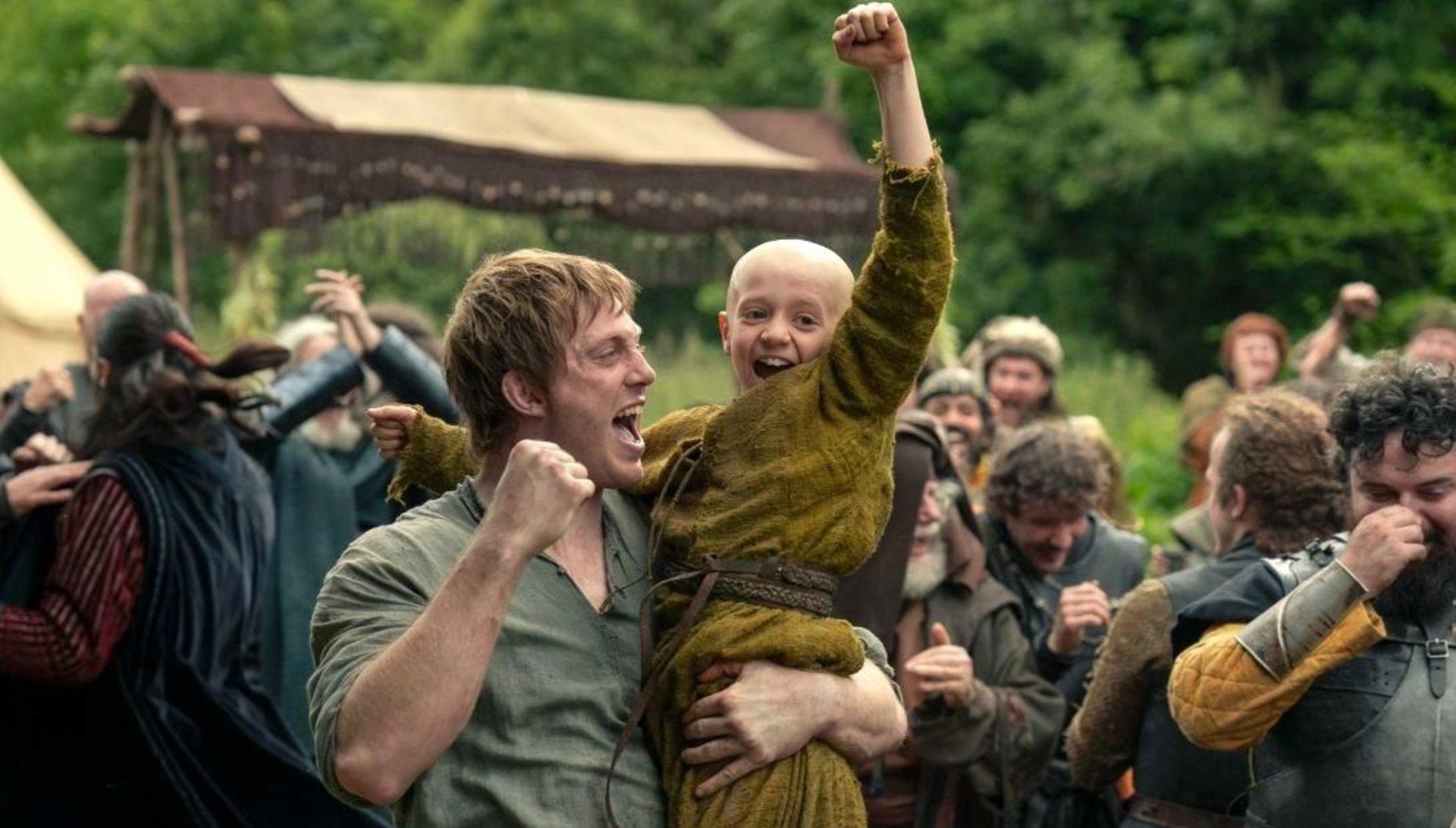 Dunk holding Egg as they cheer in A Knight of the Seven Kingdoms