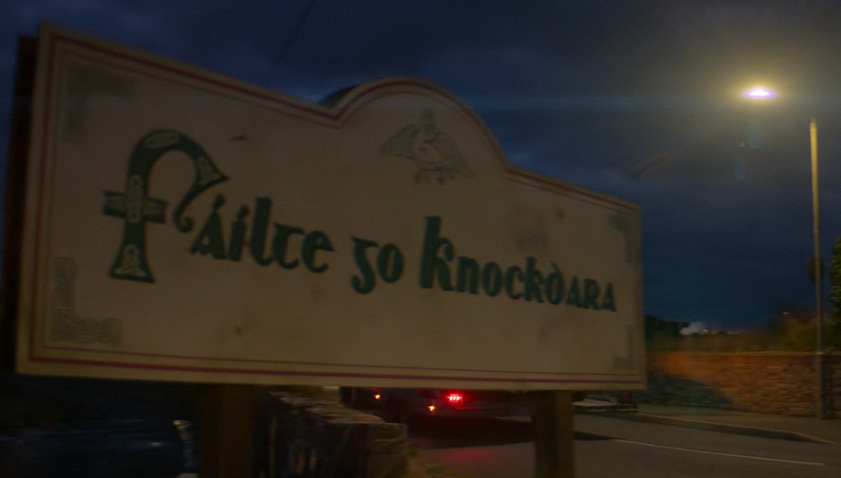 The sign for Knockdara in How to Get to Heaven from Belfast