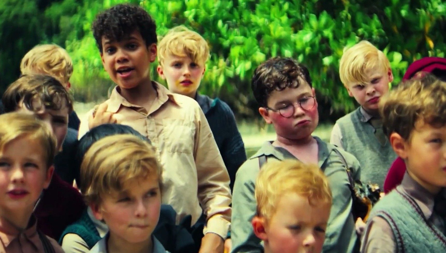 The Lord of the Flies cast on the beach