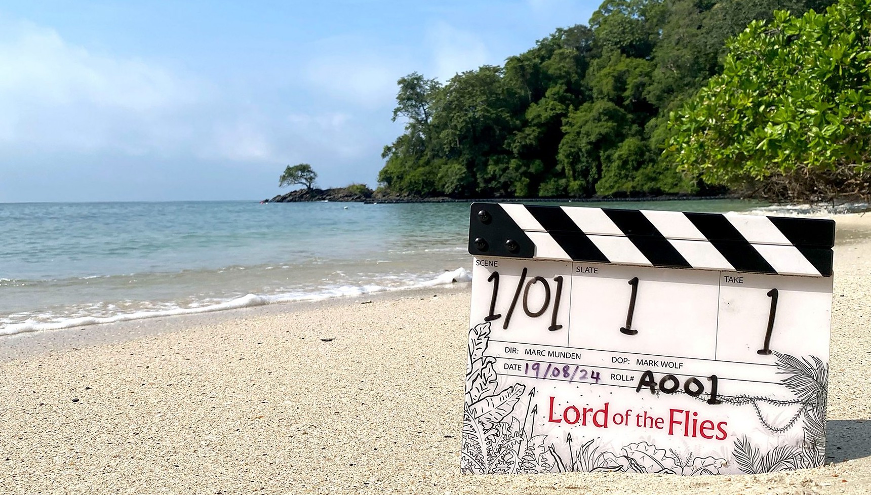 The clapperboard for Lord of the Flies on Langkawi beach