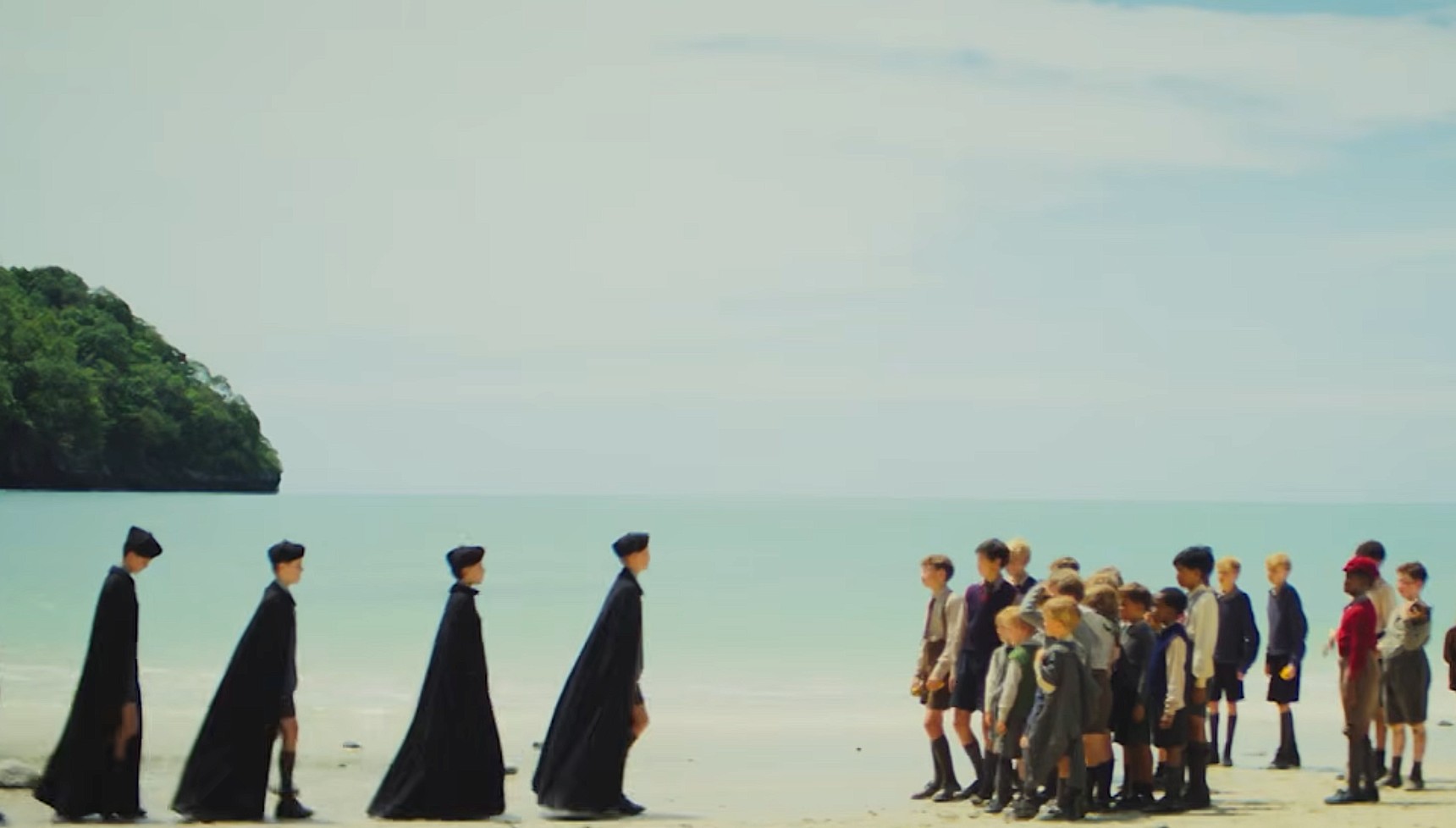 The boys on the beach in Lord of the Flies