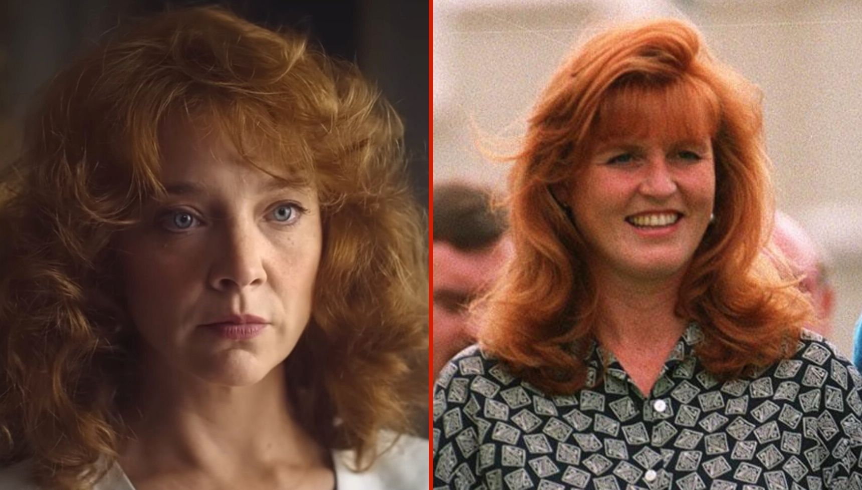 Natalie Dormer in The Lady and a real photo of Sarah Ferguson