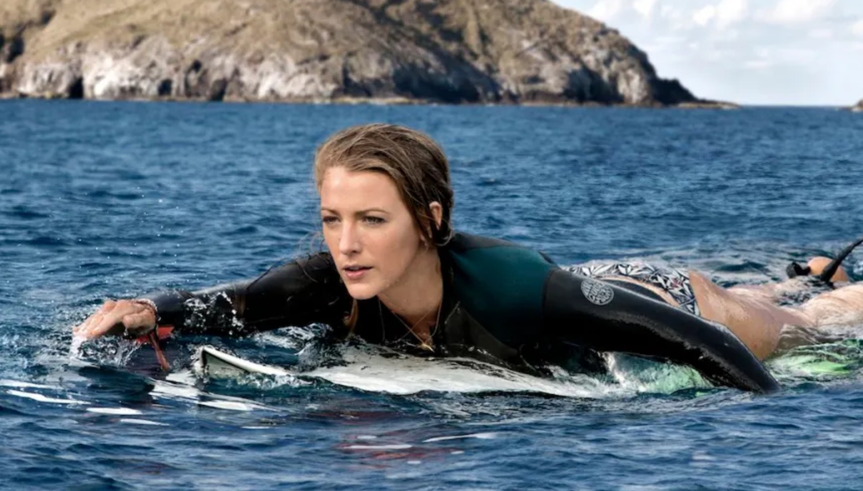 Blake Lively on a surfboard in The Shallows