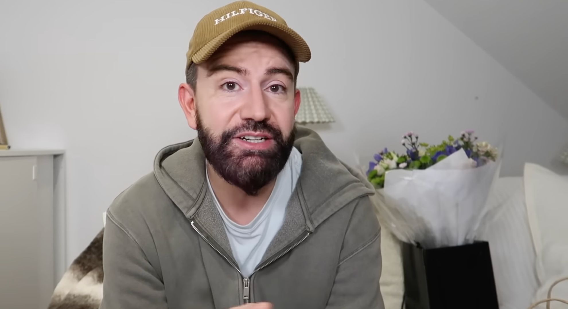 Iwan Carrington speaking to camera on YouTube 