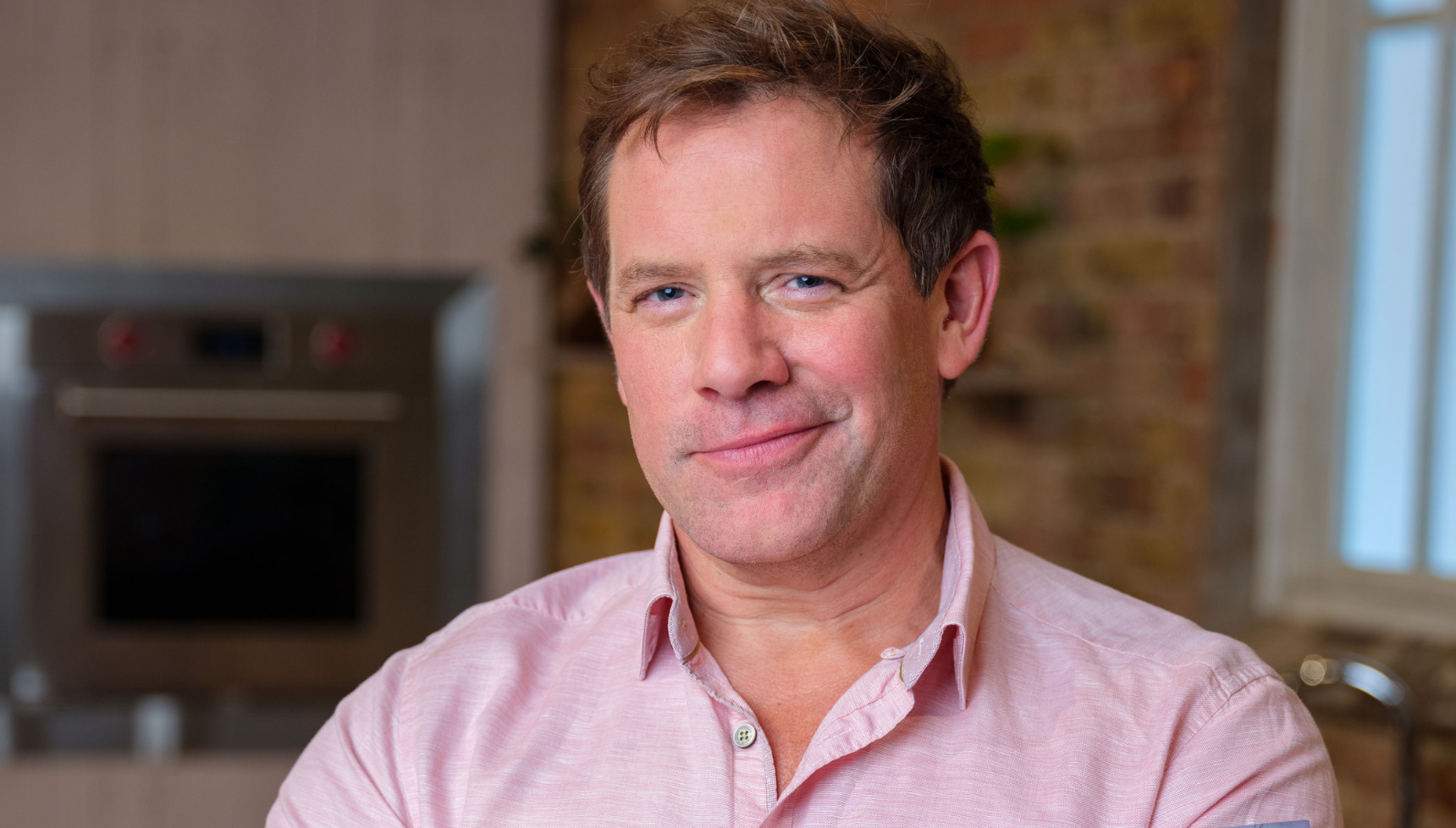 Matt Tebbutt smiling on Saturday Kitchen Live
