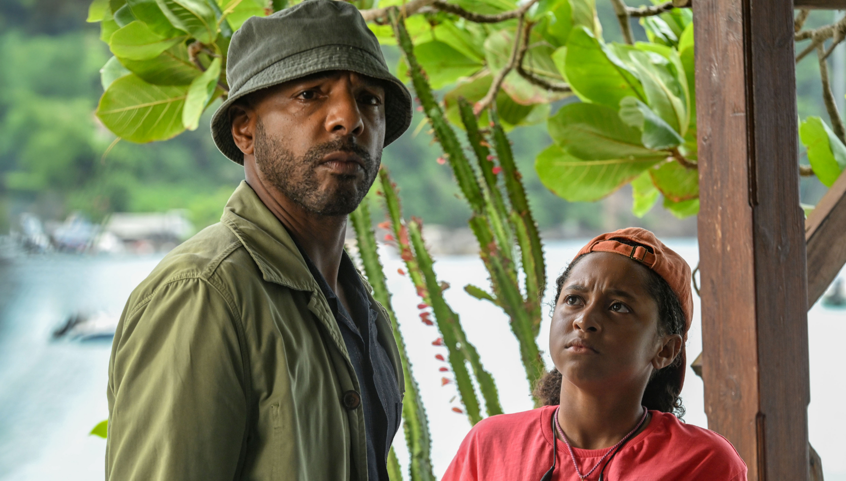 Don Gilet and Avah Cotterell as Mervin Wilson and Eloise in Death in Paradise
