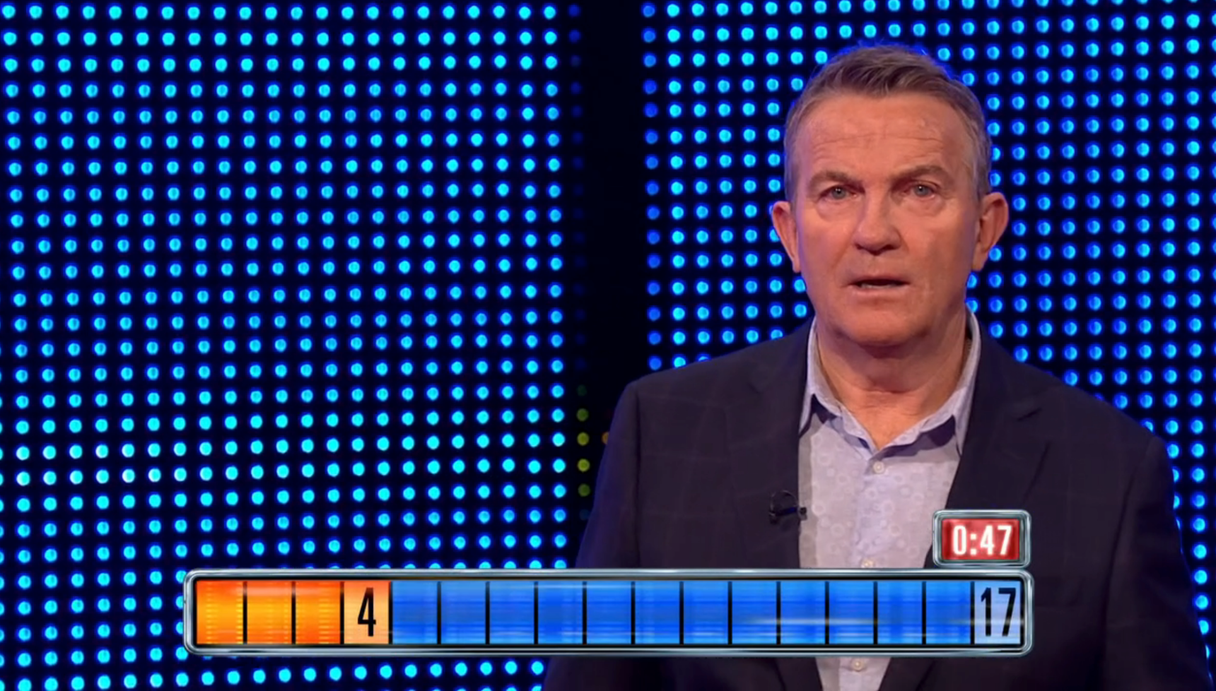 Bradley Walsh looking shocked on The Chase