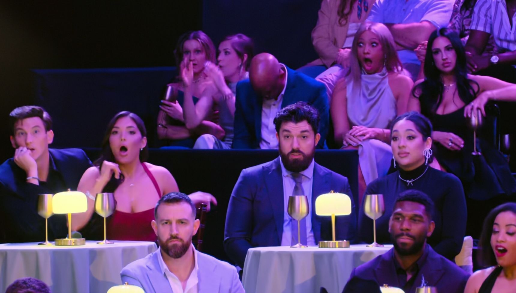 shocked faces at love is blind reunion