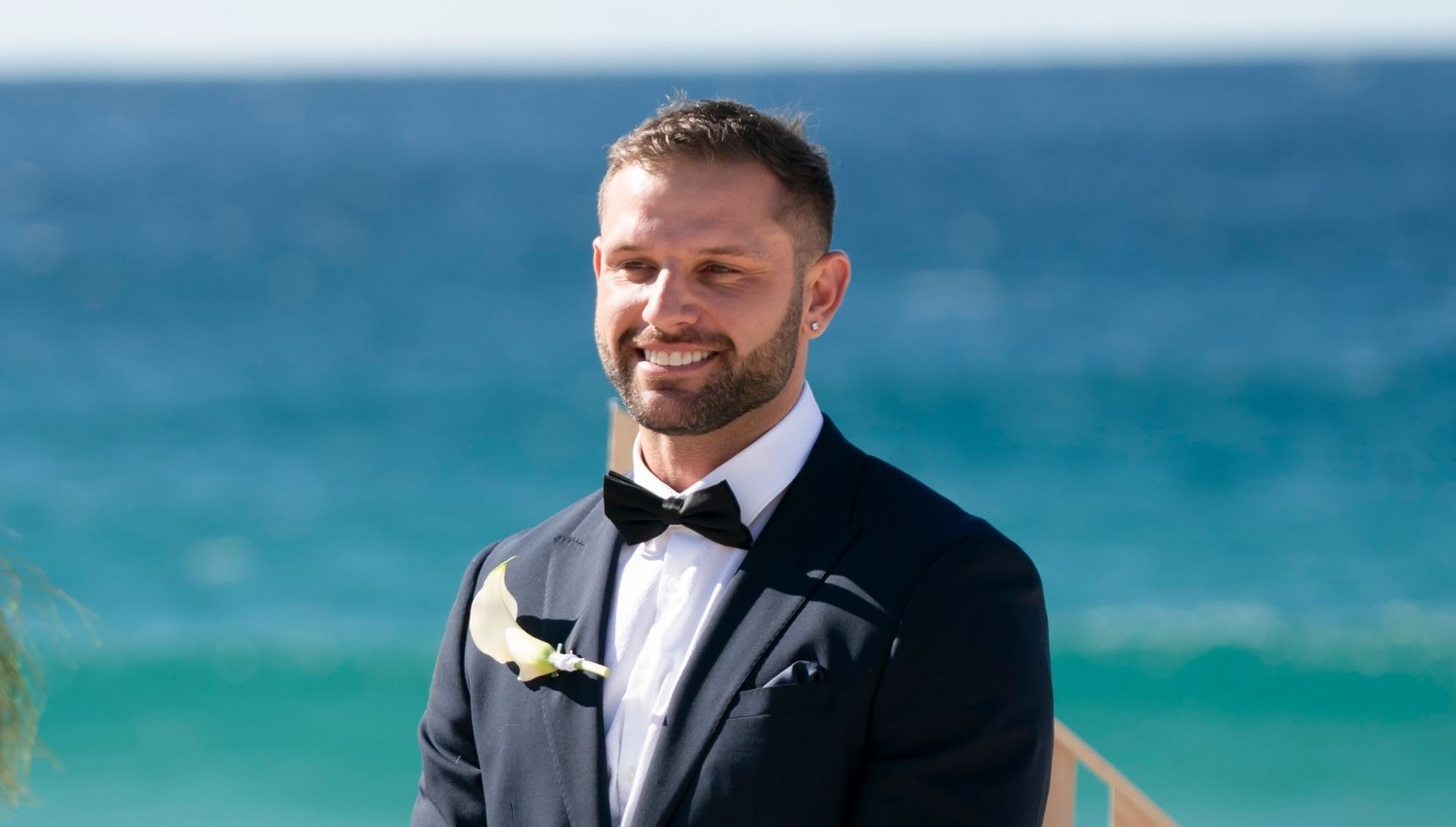 Scott on MAFS Australia 2026 smiling at his bride 