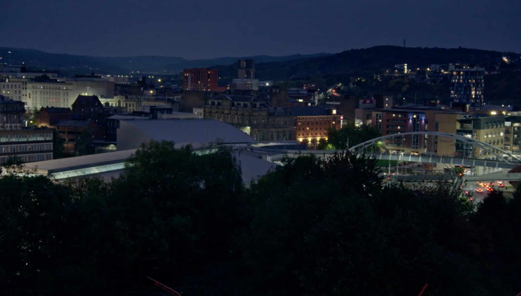 Aerial shots of Sheffield in The Teacher