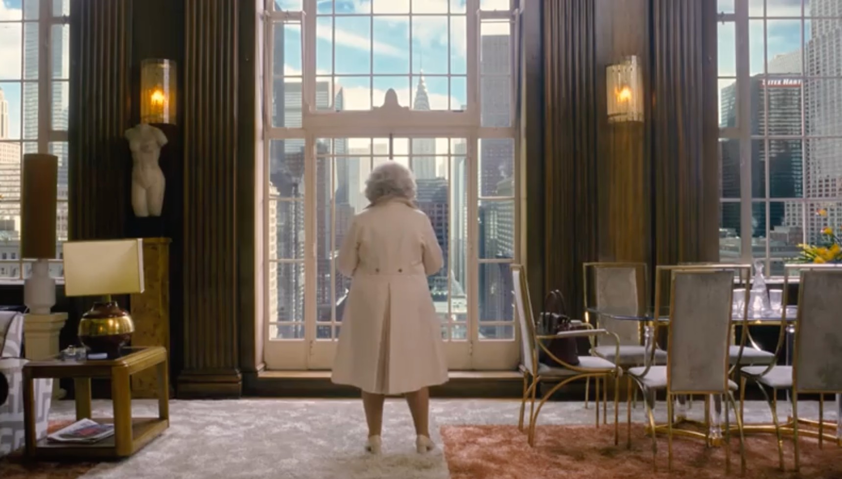 Brenda Blethyn as Emma Harte in front of the New York skyline