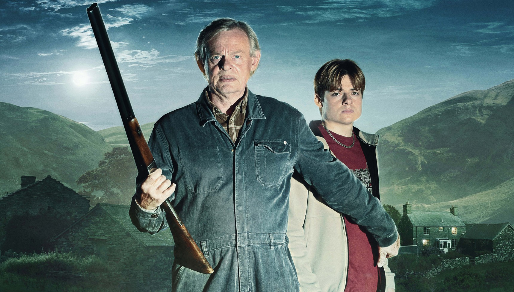 Martin Clunes and Louis Ashbourne Serkis in ITV drama Out There