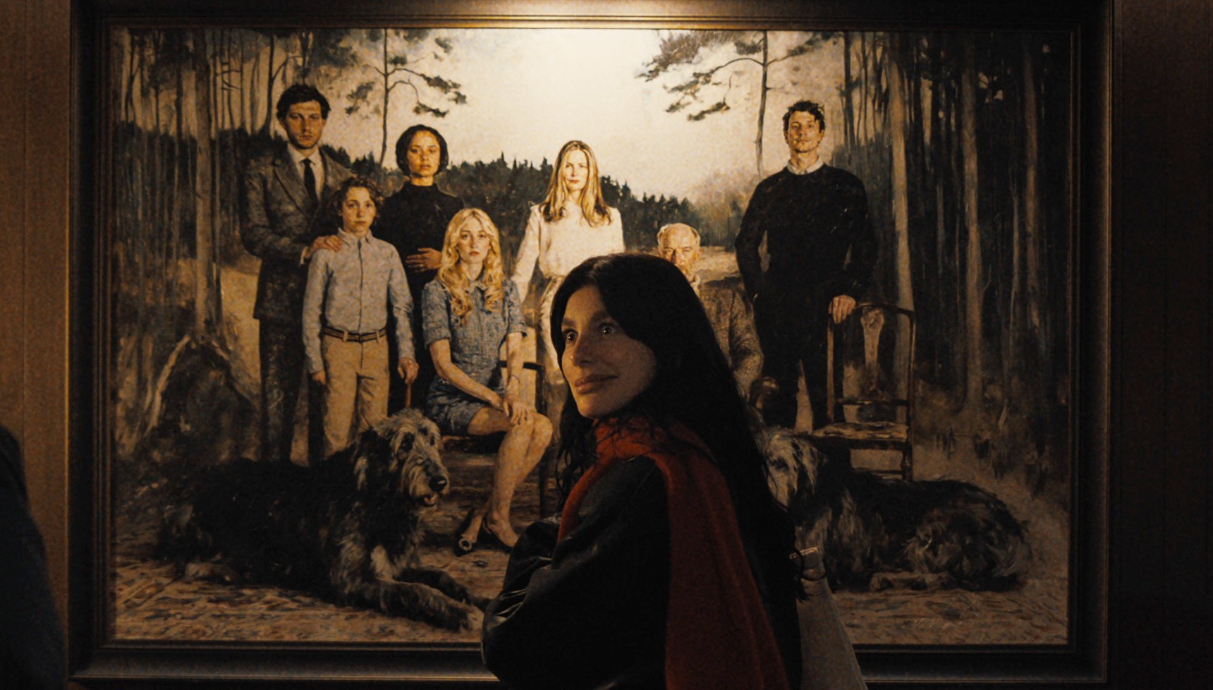 Rachel standing in front of a family painting in Something Very Bad Is Going to Happen